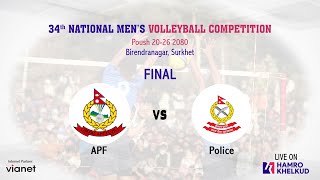 APF vs Police  FINAL 34th National Mens Volleyball 2080  एपीएफ विरुद्ध पुलिस [upl. by Ahsram429]