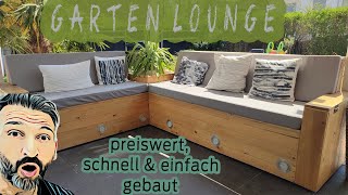 DIY Garten Lounge  Sitzecke aus Holz mit LED Beleuchtung und Pflanzenlegebereich [upl. by Caddaric]