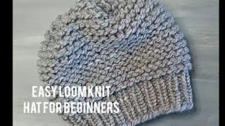 Easy Loom Knit Hat Tutorial for Beginners [upl. by Burner]