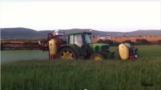 John Deere 6420 con pulverizador Hardi 18 Metros [upl. by Shandee]