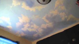 How to Paint Clouds on Ceiling  Mural Joe [upl. by Prochoras]