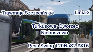 Tramwaje Szczecińskie linia 2 Pesa Swing 120NaS2 816 [upl. by Avuha548]