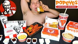 KFC vs Popeyes • Fried Chicken Mac N Cheese amp Spicy Tenders • MUKBANG [upl. by Tera]