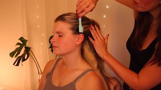 ASMR perfectionist hair styling  precise hair fixing ending with massage on Katelyn whisper [upl. by Eleanore]