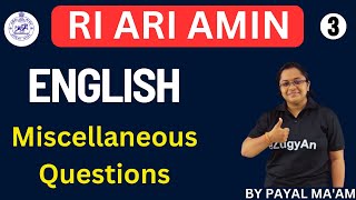 RI ARI AMIN ପାଇଁ ENGLISH MISCELLANEOUS QUESTIONS  CLASS 3 By Payal maam osssc riamin mcq [upl. by Myrtle]