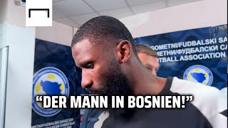 Nach knappem DFBSieg Rüdiger kassiert Bodycheck von Dzeko 😳😅 [upl. by Pamela359]