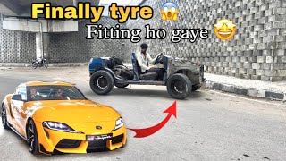 Toyota supra ke  finally tyre fitting ho gaye 😱 toyotasupra handmade [upl. by Eldredge919]