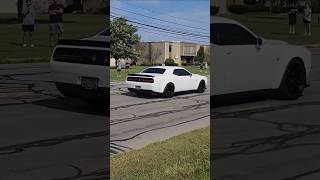 Loud Widebody Dodge Challenger Hellcat Does a Light Acceleration Leaving a Car Show [upl. by Mcadams622]