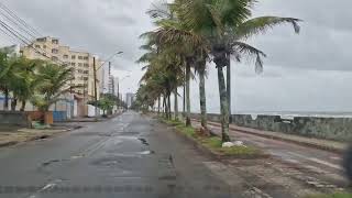 Passeio de orla da praia em Mongaguá  Dia de chuva mês de Novembro [upl. by Asiaj]