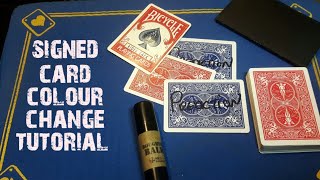 Gimmick card trick TUTORIALsigned card colour change [upl. by Wilcox]