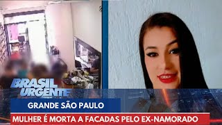 Mulher é morta a facadas pelo exnamorado na Grande São Paulo  Brasil Urgente [upl. by Eidoc364]