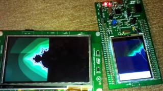 STM32F7 vs STM32F4 in f32 Mandelbrot calculation [upl. by Merrel]