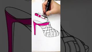 Pinked 🩷 asmr coloringbook satisfying coloringpages ohuhumarkers art relax shoes pink [upl. by Nottage]