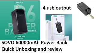 SOVO 60000mAh Power Bank model P6 Unboxing and Review [upl. by Yniar]