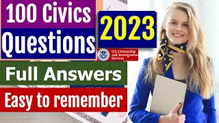 100 Civics Questions random Order Full USCIS Answers  2023 version for the US Citizenship Test [upl. by Nottage313]