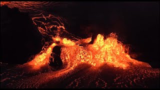 Vigorous lava fountaining from new vents in Halema‘uma‘u Kīlauea volcano — June 7 2023 [upl. by Tania]