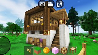 Mini Block Craft 3D Gameplay 39 iOS amp Android  Modern Wooden House 🏠 [upl. by Coniah110]