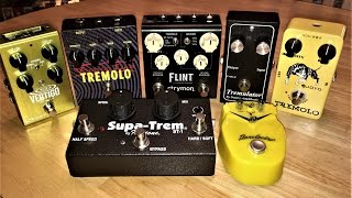 Optical Tremolo Shoot Out 1  Flint Joyo Tuna Melt Vertigo Voodoo Labs Tremulator SupaTrem [upl. by Almeta]