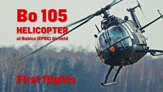 Bo105 helicopter at Warsaw Babice EPBC airfield  First flights [upl. by Ellehs]