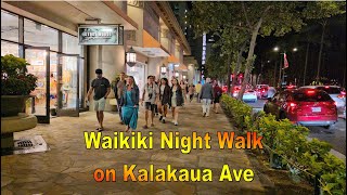 4K Waikiki Night Walk on 31024 in Honolulu Oahu Hawaii [upl. by Christoph]