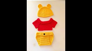 CONJUNTO DE WINNIE POOH A CROCHET  PASO A PASO  SET PARA FOTOS 0 A 3 MESES [upl. by Moser148]