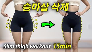 15분 승마살 허벅지 다듬는 강력한🔥 중둔근 운동 ｜애플힙 힙업 하체 다이어트｜slim thigh amp leg hips workout home pilates [upl. by Jarl362]