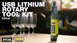 RYOBI USB Lithium Rotary Tool Kit RRT4K in action [upl. by Aiello]