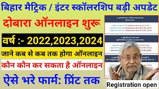 बिहार मैट्रिक इंटर पास स्कॉलरशिप बड़ी अपडेट । Bihar matric inter scholarship from 2024 [upl. by Annasoh]