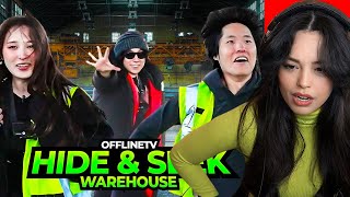 Valkyrae Reacts to OFFLINETV WAREHOUSE HIDE AND SEEK VS QUACKITY [upl. by Adila544]