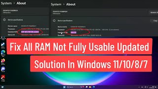 Fix All RAM Not Fully Usable Updated Solution In Windows 111087 [upl. by Zima]