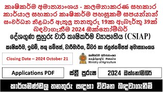 කෘෂිකර්ම අමාත්‍යාංශය රැකියා 2024 ඔක්තෝම්බර් තනතුරු 19කට පුරප්පාඩු 39ක් බඳවාගැනීම jobguidesrilanka [upl. by Flam192]