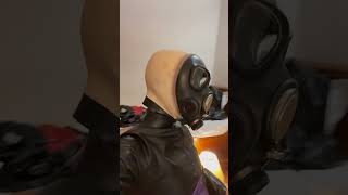 Rubber gasmask ASMR latex asmr latexasmr rubberasmr gasmask latexfashion latexmask [upl. by Sivatco]