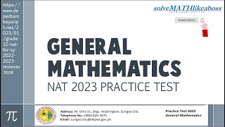 GENERAL MATH REVIEWER  NAT 2023 SAMPLE QUESTIONS WITH EXPLANATION  TAGALOG  GRADE 12 [upl. by Metzger687]