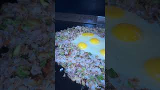 blackstone griddle friedrice shorts youtubeshorts bbq cooking rice egg pork vegtables [upl. by Arres]