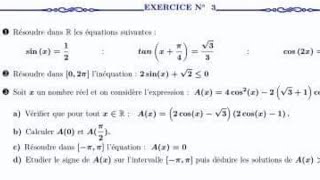 devoir N1 S2 maths tronc commun trigonométriqueéquations et inéquations [upl. by Vashtee65]