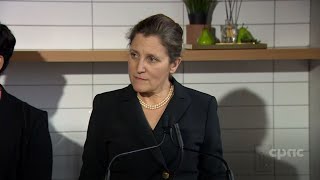 Chrystia Freeland highlights government’s housing plan – January 11 2024 [upl. by Ardnosac]