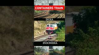 Container train full speed Indonesia railways shorts [upl. by Annawak]