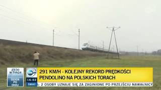 Polskie Pendolino ustanowiło rekord prędkości na polskich torach 291 kmh  23112013 [upl. by Omarr]