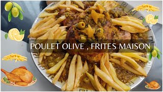 tajine poulet aux Olives avec frites maison maghreb délice tajine poulet olive recettetuto [upl. by Amapuna]