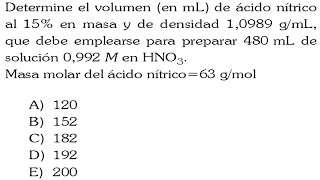 SOLUCIONES QUIMICAS EJERCICIO RESUELTO [upl. by Yeca]