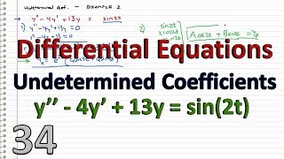 Differential Equations  34  Undetermined Coefficients  AcoswtBsinwt [upl. by Aleekahs]