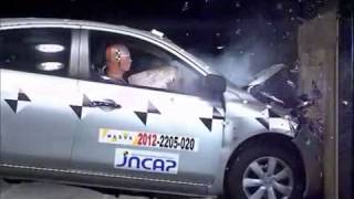 Crash Test 2012  Nissan Latio  Tiida  Versa Full Frontal JNCAP [upl. by Enelhtac591]