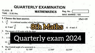 8th Maths Quarterly exam 2024  Model question paper 2024 [upl. by Dennard]