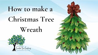 How to Make a Christmas Tree Wreath Using Poly Burlap Mesh and Witch Hat Form from Dollar Tree [upl. by Rednal]