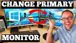 How To Change Primary Monitor Windows 10  Monitor 1 To Monitor 2 [upl. by Norine]