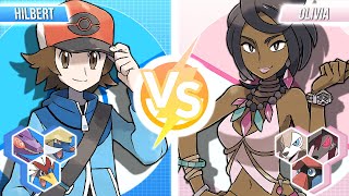 Hilbert vs Olivia  Pokemon Battle Exhibition Match [upl. by Sheply]