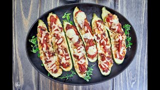 Easy Sheet Pan Smoked Italian Sausage Ricotta Zucchini Boats [upl. by Suqram593]