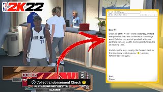 NBA 2K22 WHERE TO COLLECT YOUR VC Endorsement Check FROM YOUR SPONSORS [upl. by Kylstra]