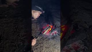 The guy shows survival skills in the forest camping survival bushcraft outdoors [upl. by Magena]