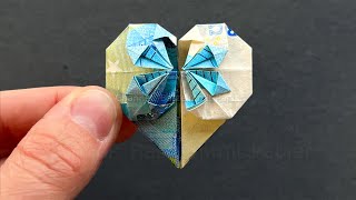 Geldscheine falten Herz  ❤️  Geldgeschenke basteln Hochzeit  Geld falten  Origami Herzen [upl. by Cullan837]